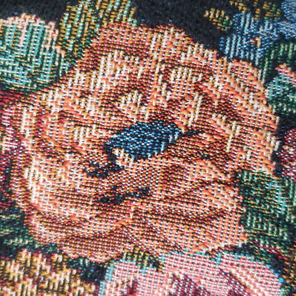Vintage 80s Tapestry Black Floral Blazer Jacket Cottagecore Grandmacore | SIZE 6 - Picture 7 of 15